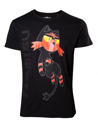 5938-Apparel - Camiseta Negra Pokemon Sun Moon Litten T-2XL-8718526532395