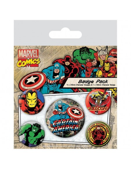 -6345-Merchandising - Set de Chapas Capitán America Marvel Retro-5050293804477