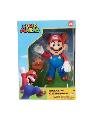 6602-Figuras - Figura Super Mario Racoon 10 cm & Super Leaf-0192995406070