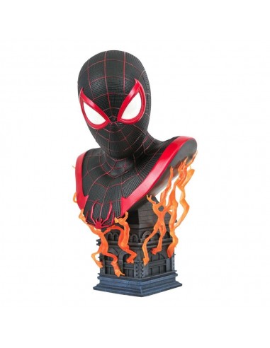 8015-Figuras - Busto Spiderman Miles Morales 25cm-0699788843246