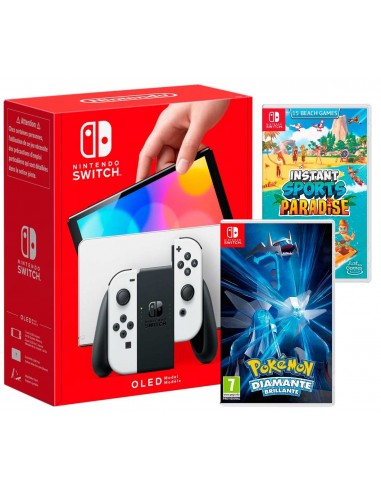 8289-Switch - Nintendo OLED Blanca+ Pokemon Diamante + Inst. Sports Paradi-