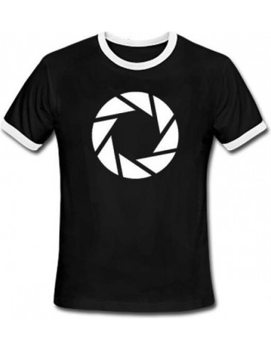 8963-Apparel - Camiseta Negra Portal 2 Aperture Symbol T-M-4260354644695