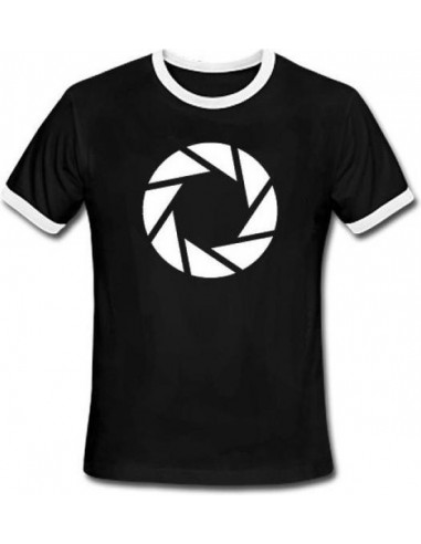 8983-Apparel - Camiseta Negra Portal 2 Aperture Symbol T-L-4260354644701