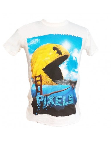 9203-Apparel - Camiseta Blanca Pixels Movie PacMan Poster T-L-5055139300830