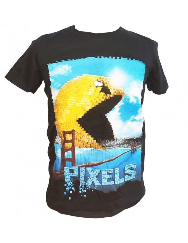 9163-Apparel - Camiseta Negra Pixels Movie PacMan Poster T-S-5055139300113