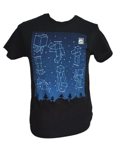 9001-Apparel - Camiseta Negra Minecraft Constellations Glow I T - M-0889343003455