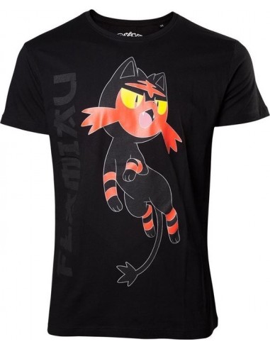 9452-Apparel - Camiseta Negra Pokemon Sun Moon Litten T-S-8718526532258