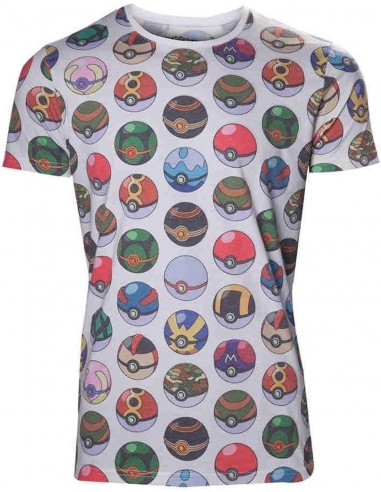 3659-Apparel - Camiseta Blanca Pokemon Pokeball T-M-8718526530964