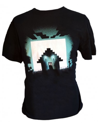 8976-Apparel - Camiseta Negra Minecraft Run Away! Glow I T- XL-0840285129795