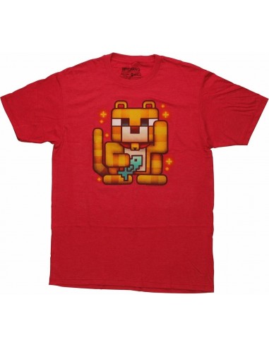 8823-Apparel - Camiseta Roja Minecraft Lucky Ocelot T-L-0840285191297