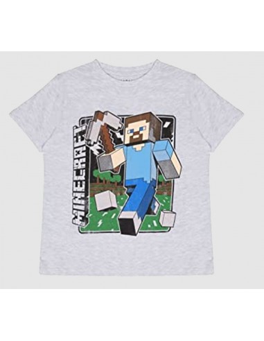 8822-Apparel - Camiseta Gris Minecraft Vintage Steve Tee T- 7/8 -5060351094108