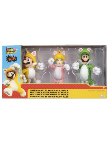 8542-Figuras - Pack 3 Figuras Super Mario 3D World 10 cm-0192995410411