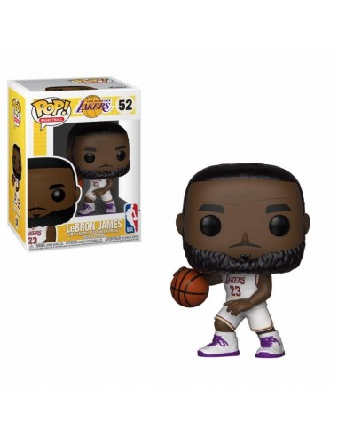 10811-Figuras - Figura POP! NBA LeBron James White Uniform (Lakers) 9 cm-0889698372718