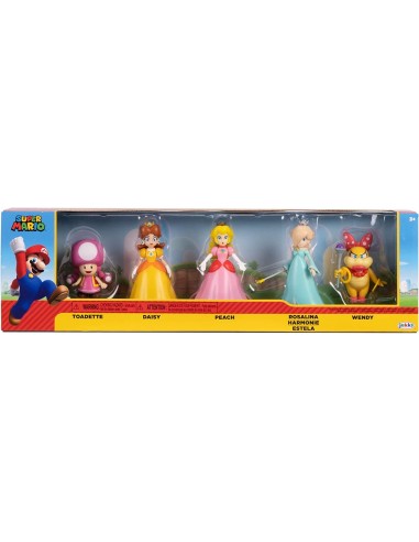 8550-Figuras - Pack 5 Figuras Super Mario Peach & Friends 6 cm-0192995413719