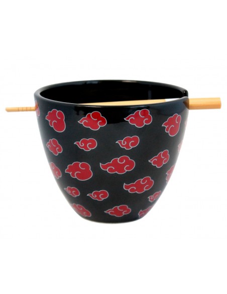 -11998-Merchandising - Bol de Ramen + Chopsticks Naruto Akatsuki Logo 470 ml-0841092126625