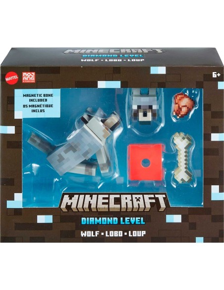-13203-Figuras - Mattel Wolf Fig. 14 Cm Minecraft Diamond Level-0194735116041