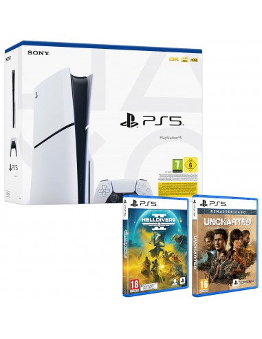 14755-PS5 - Consola PS5 Slim Chassis D + Unchated Legacy Collection + Helldivers-8431305033493