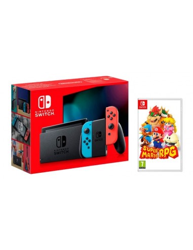 14834-Switch - Nintendo Switch Consola Azul/Rojo Neon + Super Mario RPG-9509428164338