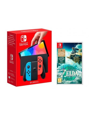 14839-Switch - Nintendo Switch Consola OLED Azul/Rojo Neon + The Legend of Zelda: Tears of the Kingdom-9501364179919