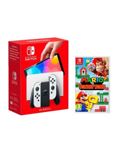 14842-Switch - Nintendo Switch Consola OLED Blanca + Mario vs Donkey Kong-9505658442680