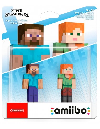 10439-Amiibos - Figura Amiibo Minecraft Steve & Alex (Serie SSB)-0045496381059