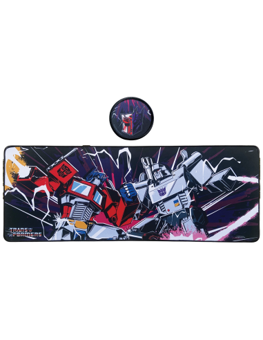16872-Merchandising - Alfombrilla Transformers Autobots Vs Decepticons Set Alfombrilla + Posavasos 80x30 cm-5060948296595