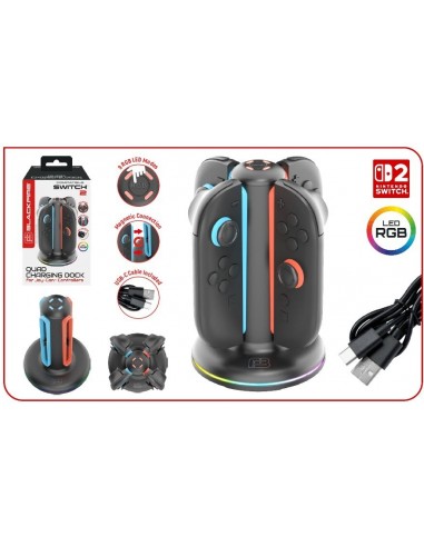 16920-Switch 2 - Blackfire  Quad Charging Dock Joycon RGB Led -Switch 2-8431305034384