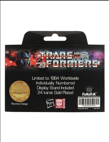 17029-Merchandising - Moneda Transformers 40th Anniversary 24k Gold Plated Coin 3,8 cm-5060948292306