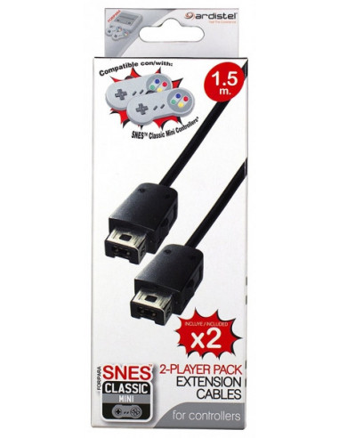 1160-Retro - Pack 2x Cable Extension Mando Nintendo SNES 1,5m-8431305027829
