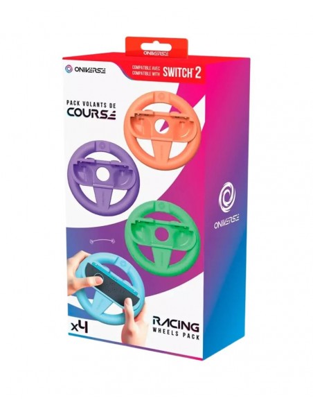 -16975-Switch 2 - Oniverse Pack of 4 Racing Wheel Controller Holders - Orange/Blue/Purple/Green - Switch 2-3701417803778