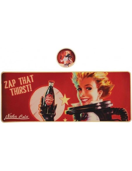 -18017-Merchandising - Set Alfombrilla y Posavasos XL Nuka-Cola Fallout  Fanattik-5060948297974