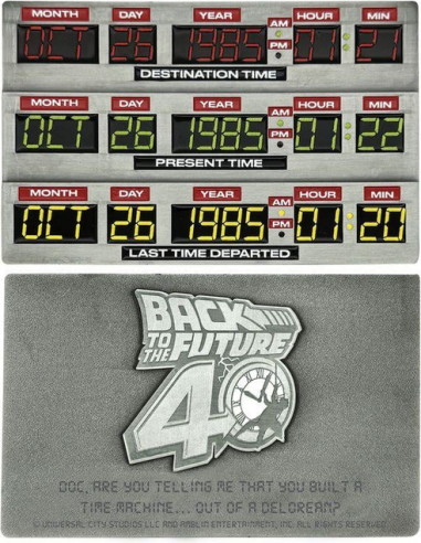 18016-Merchandising - Réplica Lingote Time Circuits Regreso al Futuro 50 Aniversario Edición Limitada Fanattik-5060948293716