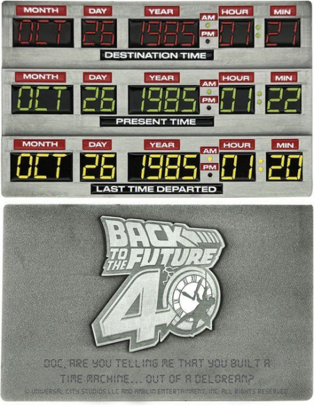 -18016-Merchandising - Réplica Lingote Time Circuits Regreso al Futuro 50 Aniversario Edición Limitada Fanattik-5060948293716