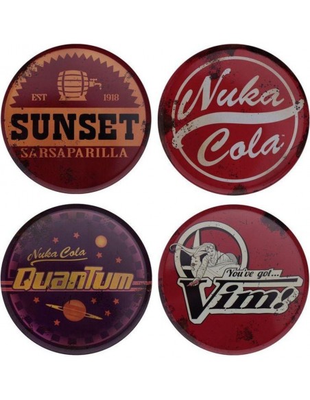 -18013-Merchandising - Set 4 Posavasos Metálicos Fallout Fanattik-5060948297998