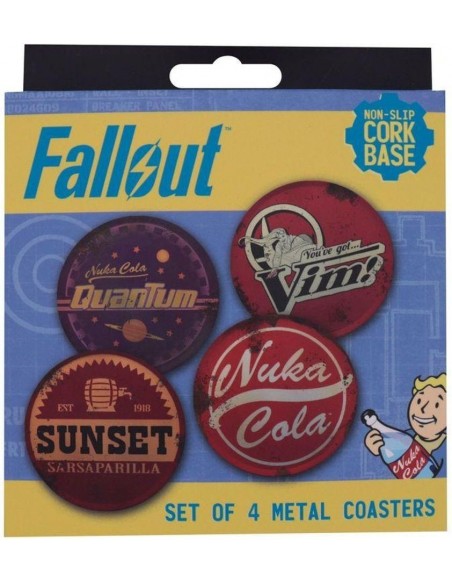 -18013-Merchandising - Set 4 Posavasos Metálicos Fallout Fanattik-5060948297998