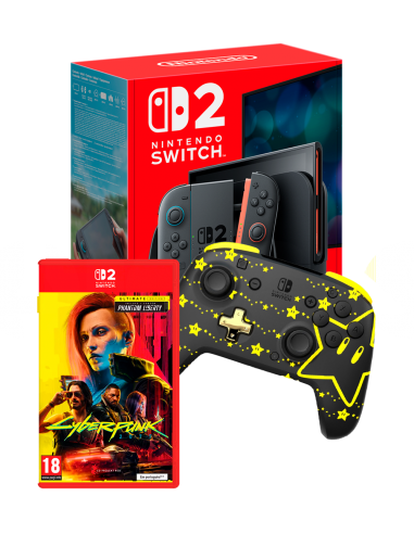 18061-Switch 2 - Nintendo Switch 2 Consola + Cyberpunk 2077: Ultimate Edition + Rematch Wireless Controller Glow Mario Stars-9501231177390