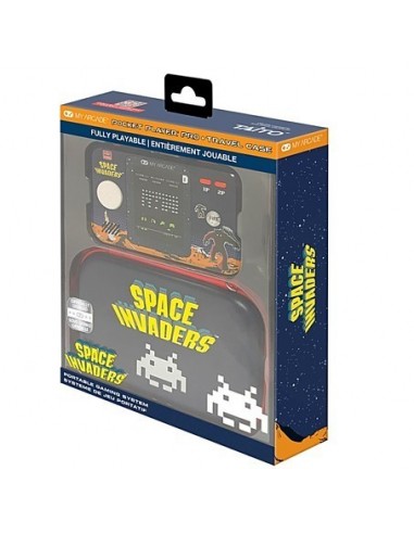 18339-Retro - Pocket Player Pro + Travel Case Space Invaders Portable Gaming System With Case-0845620071500