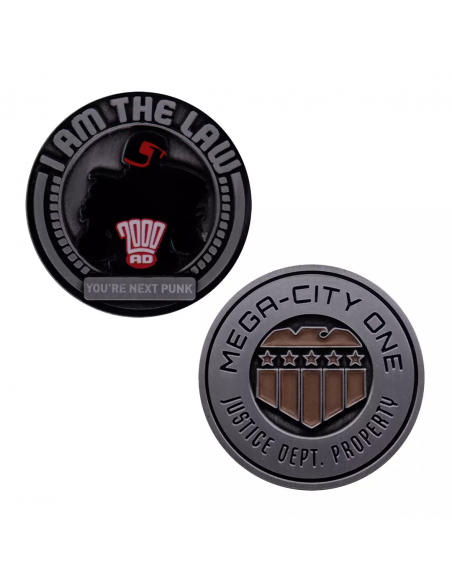 -18004-Merchandising - Réplica Moneda Mega-City One 2000 AD Juez Dredd Edición Limitada Fanattik-5060948297066