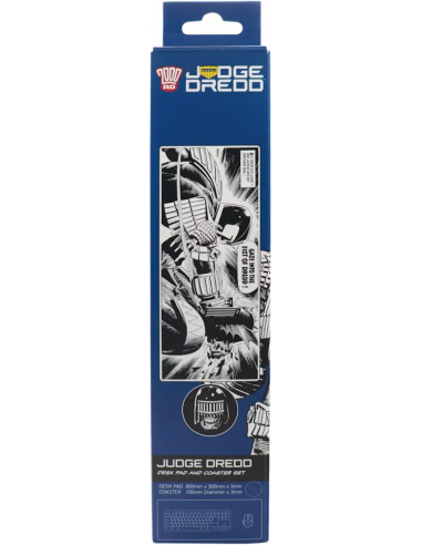 18000-Merchandising - Set Alfombrilla y Posavasos XL 2000 AD Juez Dredd Fanattik-5060948297073