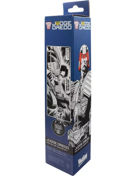 -18000-Merchandising - Set Alfombrilla y Posavasos XL 2000 AD Juez Dredd Fanattik-5060948297073