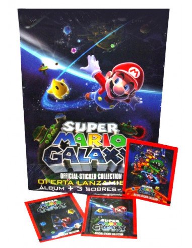 200-Merchandising - Album Super Mario Galaxy + 3 Sobres de Pegatinas-8436033301708