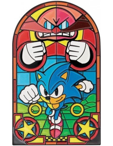 19624-Merchandising - Lingote Sonic the Hedgehog Stained Glass Window Style Edición Limitada Fanattik-5060948299831