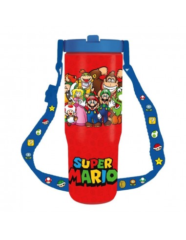 19695-Merchandising - Super Mario - Taza De Viaje 880 Ml Con Cuerda-5063457064662
