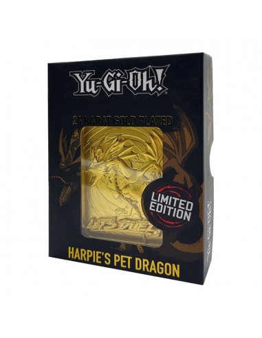 19604-Merchandising - Yu-Gi-Oh! Limited Edition 24k Gold Plated Harpie's Pet Dragon Metal Card-5060948292740