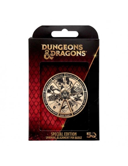 -19578-Merchandising - Dungeons & Dragons Gold Coloured Alignment Spinner Pin Badge-5060948296106