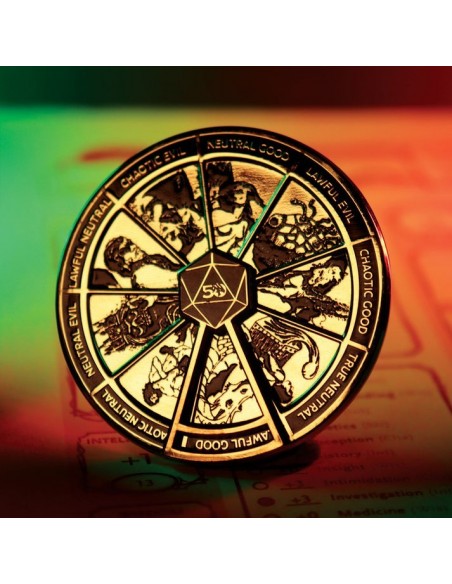 -19578-Merchandising - Dungeons & Dragons Gold Coloured Alignment Spinner Pin Badge-5060948296106