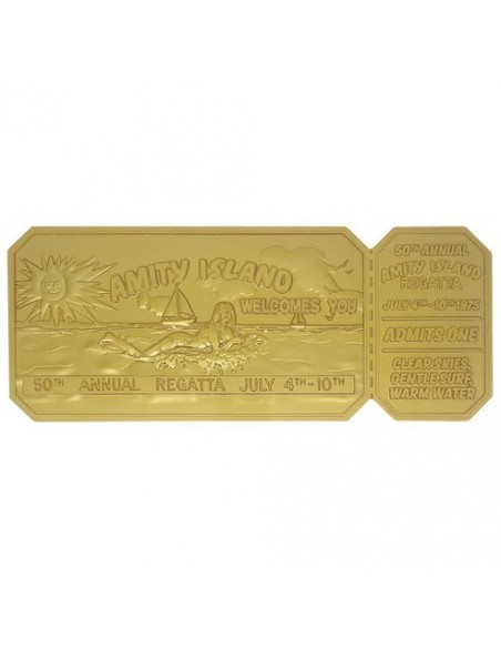 -19537-Merchandising - Jaws 50th Anniversary 24k Gold Plated Regatta Ticket-5060948297363