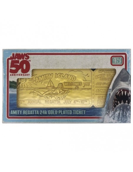 -19537-Merchandising - Jaws 50th Anniversary 24k Gold Plated Regatta Ticket-5060948297363