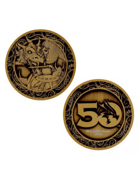 -19523-Merchandising - Dungeons & Dragons 50th Anniversary Antique Gold Coin-5060948294959