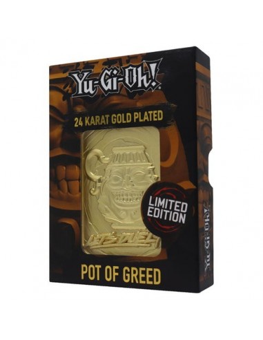19484-Merchandising - Yu-Gi-Oh! Limited Edition 24k Gold Plated Pot of Greed Metal Card-5060662466458